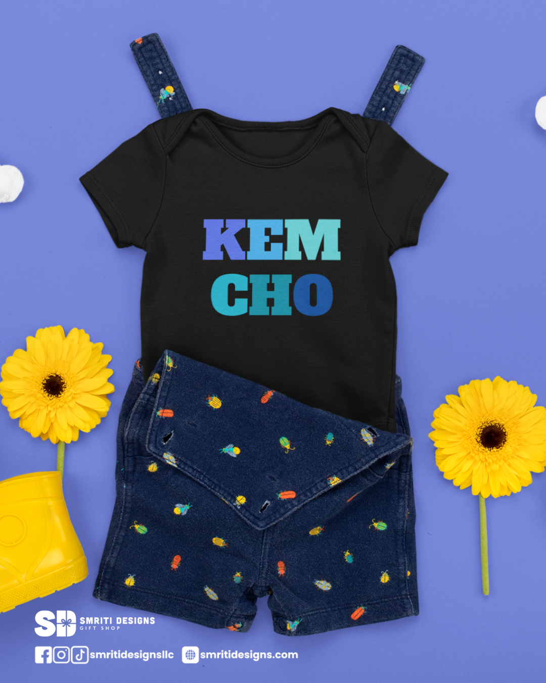 "Kem Cho" Baby Onesie - Black