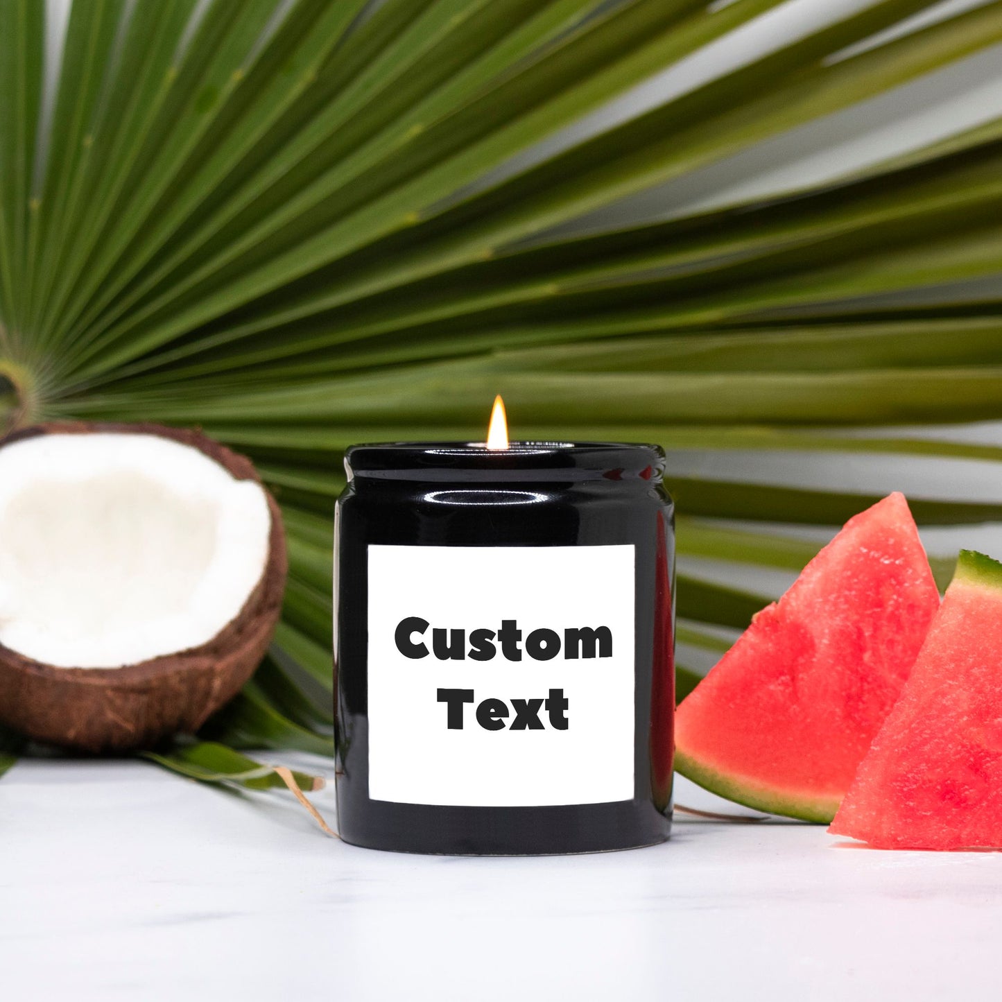 Custom Text - Candle Ceramic 8oz (Black)
