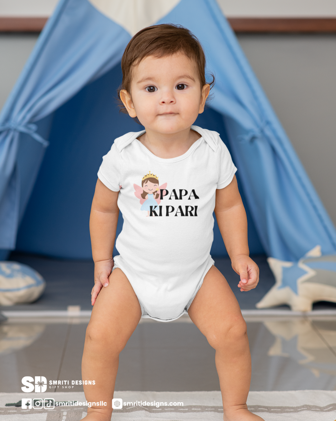 "Papa Kipari" Baby Onesie - White