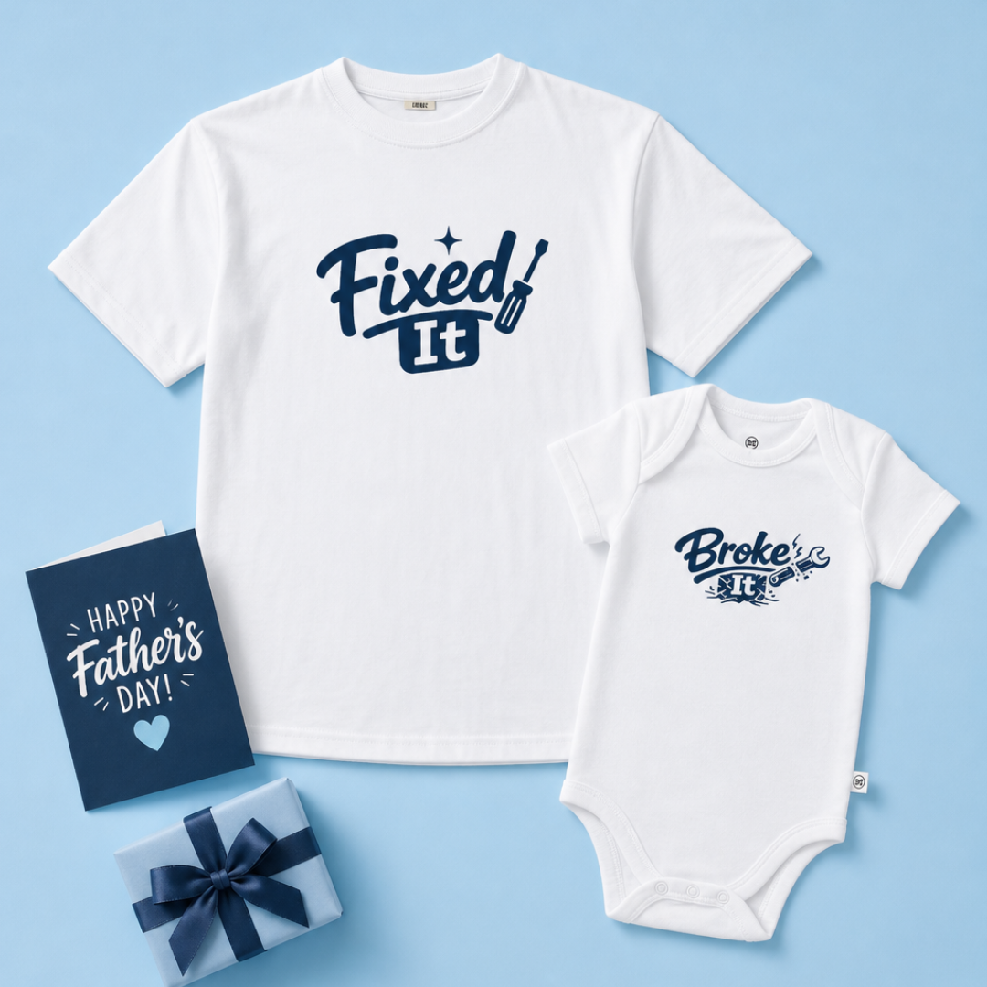 “Fixed It / Broke It” Matching Father & Baby Duo Set