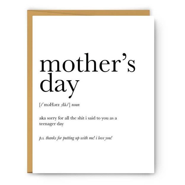 Mother'S Day Definition (Sorry) - Mother'S Day Card