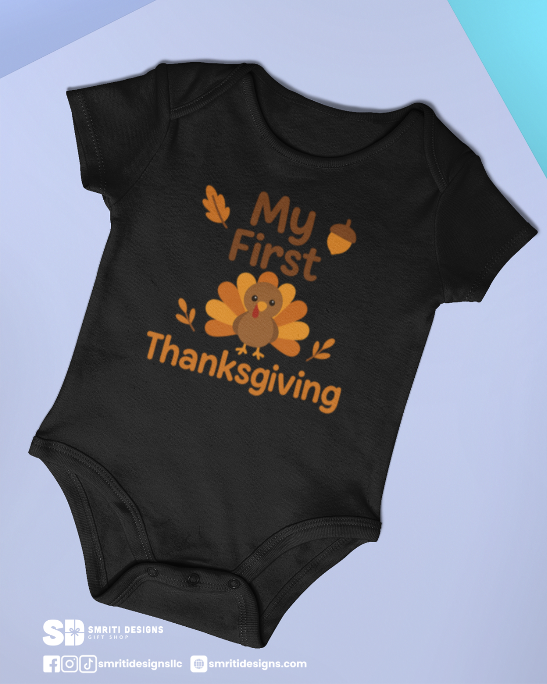 "My First Thanksgiving" Baby Onesie - Black