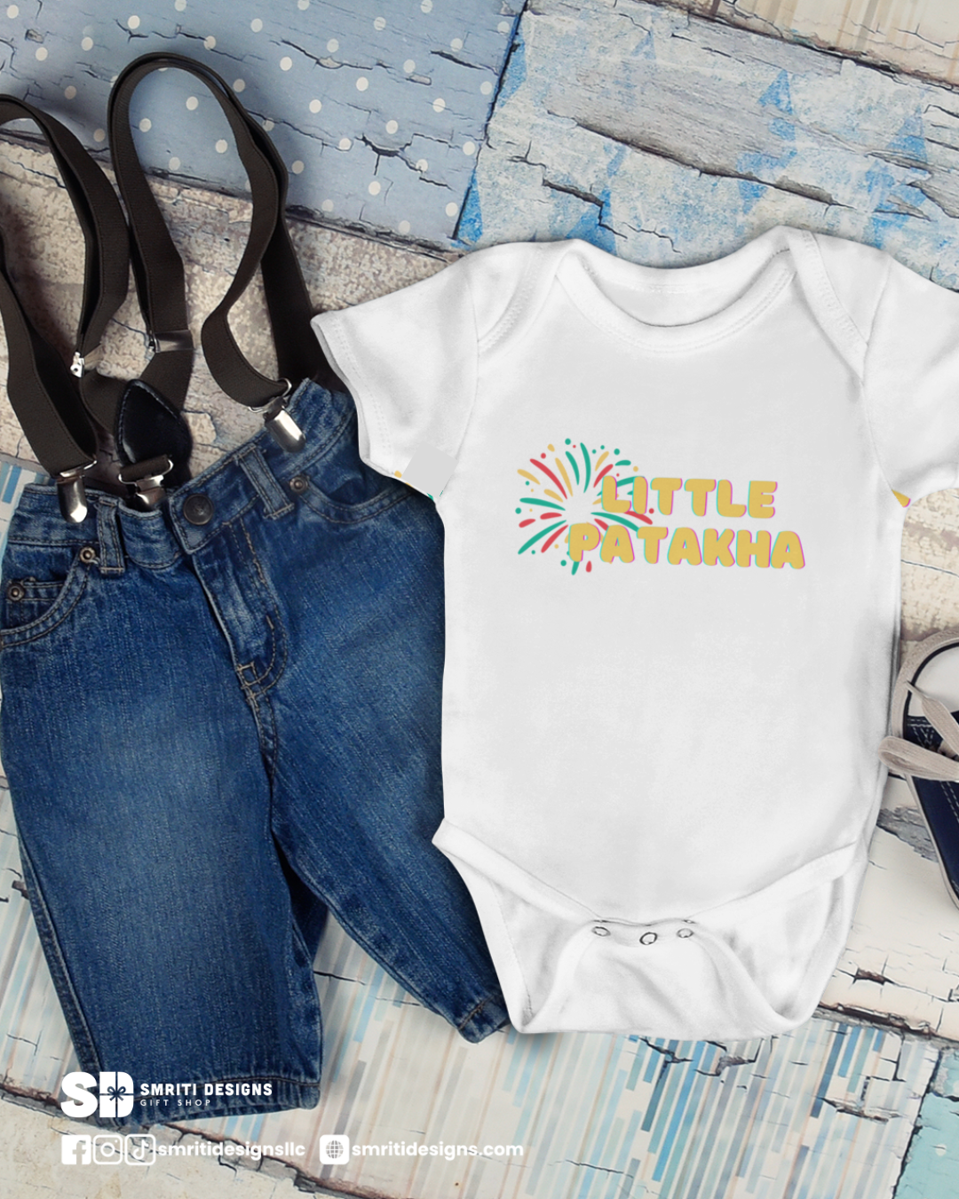 "Little Patakha" Baby Onesie - White