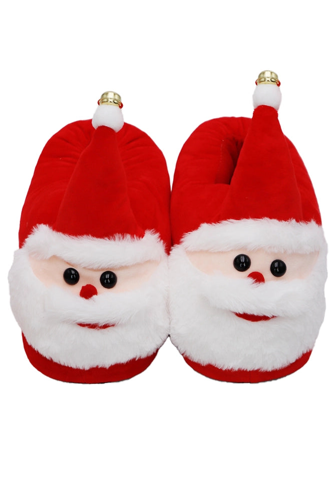 Adults Christmas Fuzzy Plush Lounge Sock Slippers - Santa