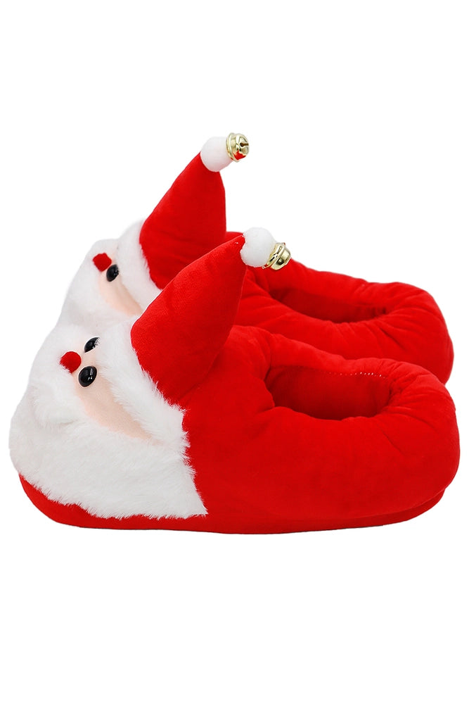 Adults Christmas Fuzzy Plush Lounge Sock Slippers - Santa