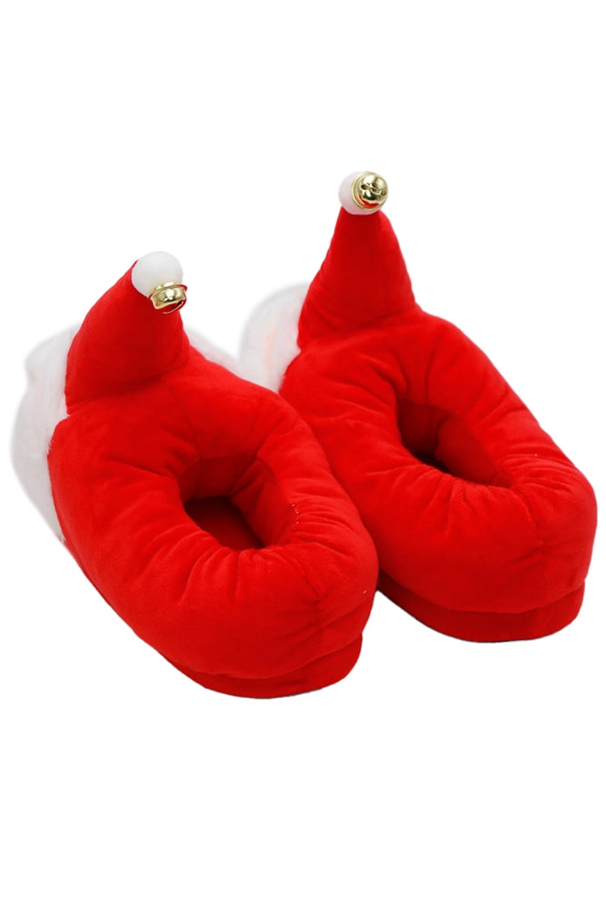 Adults Christmas Fuzzy Plush Lounge Sock Slippers - Santa