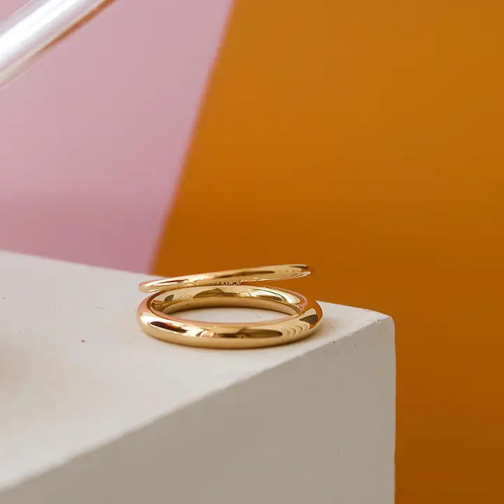 Harvey 18K Gold Non-Tarnish Classic Double Band Ring - Yellow Gold