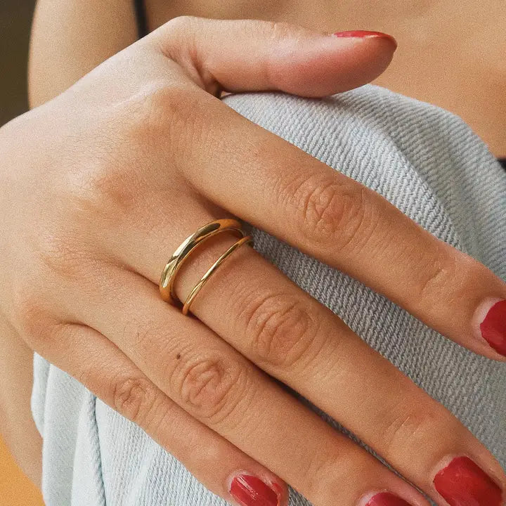 Harvey 18K Gold Non-Tarnish Classic Double Band Ring - Yellow Gold