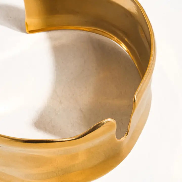 Clyde 18K Gold Non-Tarnish Abstract Bold Bangle - Yellow Gold