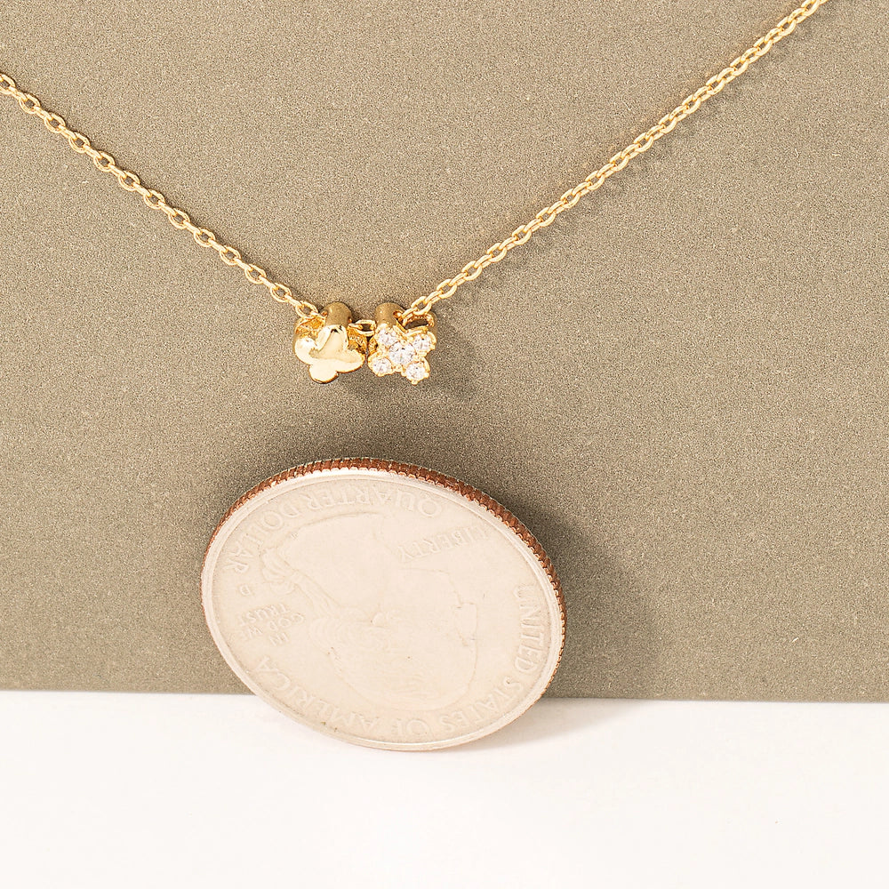 Dainty Chain Double Clover Charm Necklace