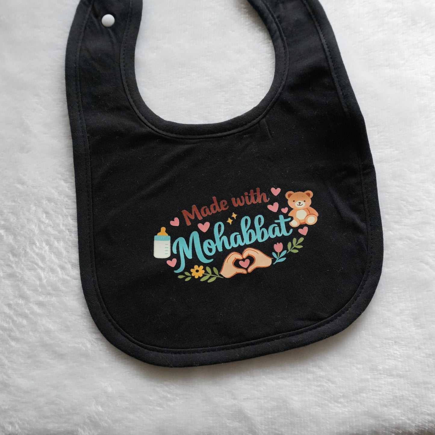 Made with Mohabbat Baby Bib - Black