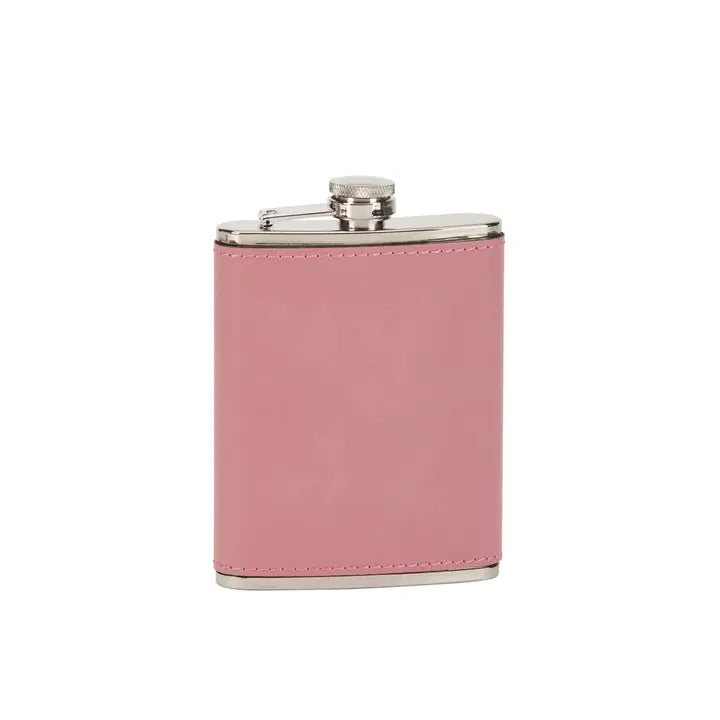 Leatherette Flask, Pink 8 oz