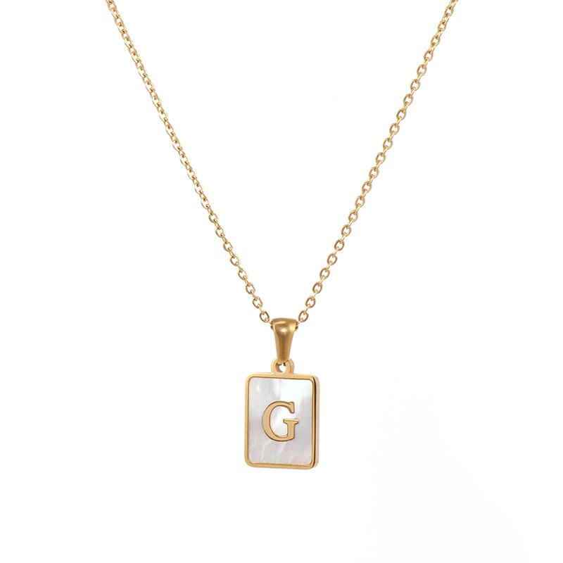 Square Initial 18K Gold-Plated Stainless Steel Necklace - Fgs - G