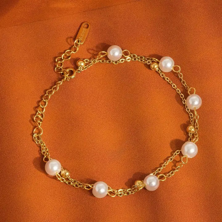 Gilles 18K Non-Tarnish-Layered Pearl Bracelet - Yellow Gold