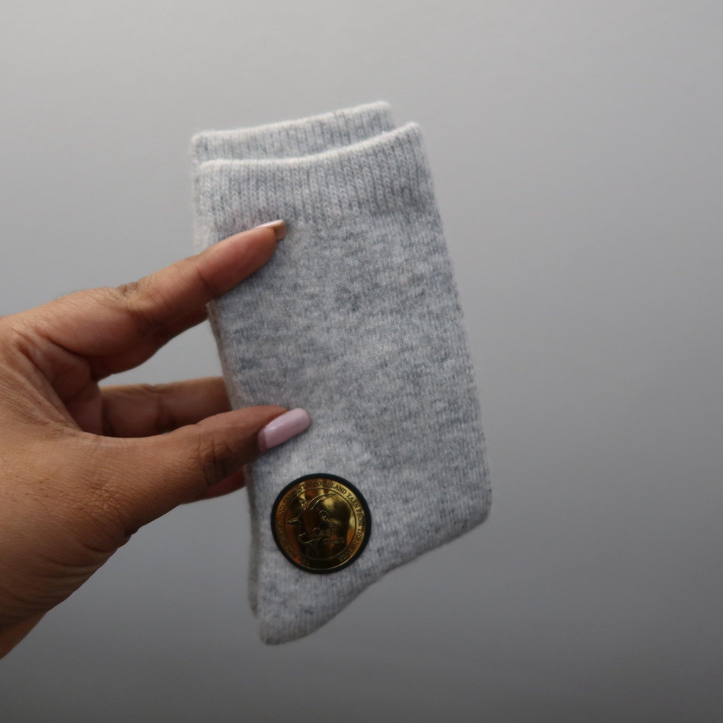 Women's 100% Cashmere Wool Sock, Men's Cashmere Socks - Gray Plain