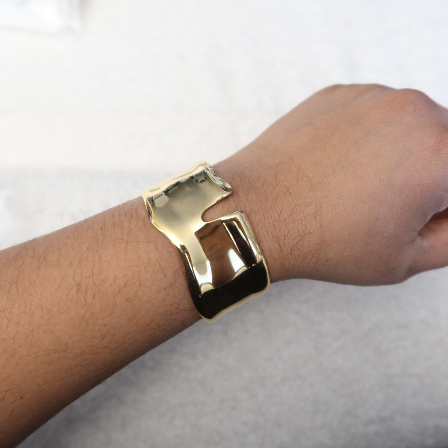 Clyde 18K Gold Non-Tarnish Abstract Bold Bangle - Yellow Gold