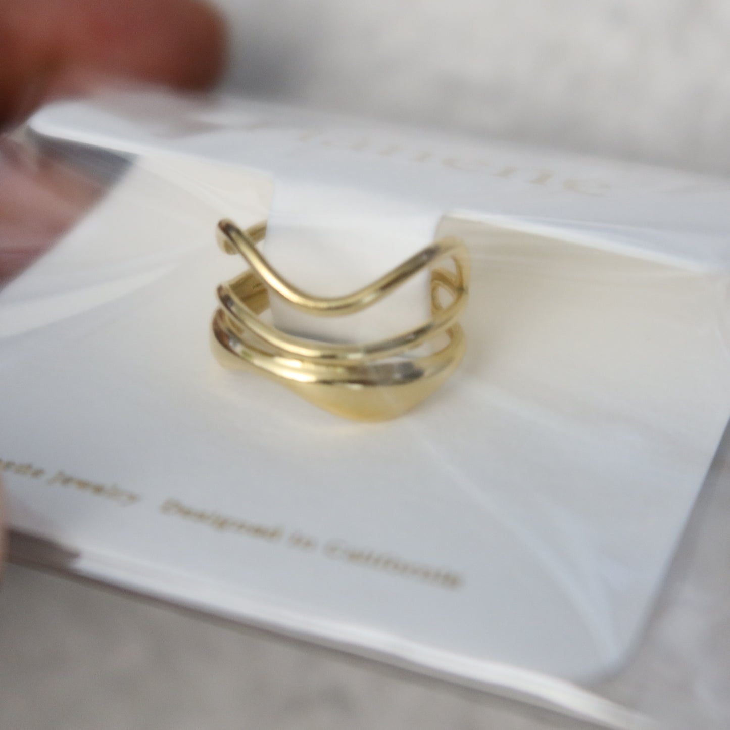Ozzy 18K Gold Non-Tarnish Abstract Ring - Yellow Gold