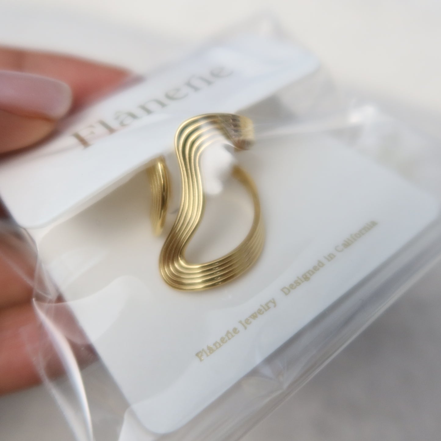 Xena 18K Gold Non-Tarnish Wavy Abstract Ring - Yellow Gold