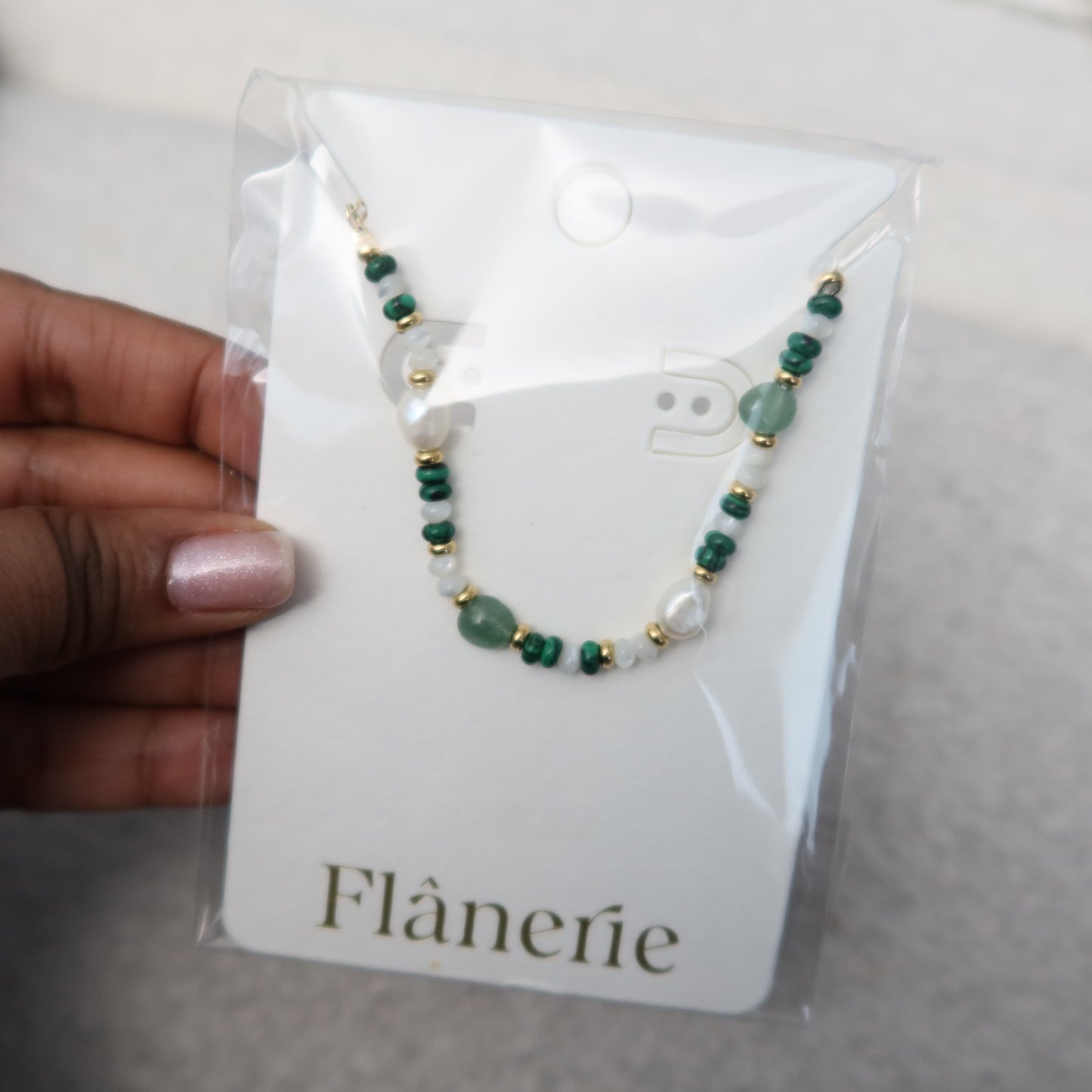 18K Non-Tarnish Bohemian Stone and Bead Bracelet - Faye Green