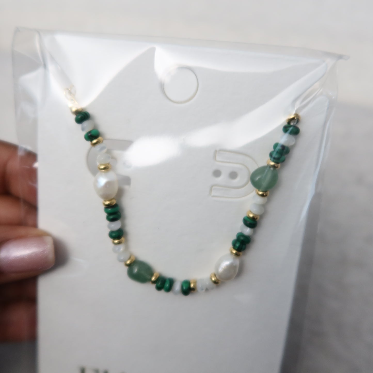 18K Non-Tarnish Bohemian Stone and Bead Bracelet - Faye Green
