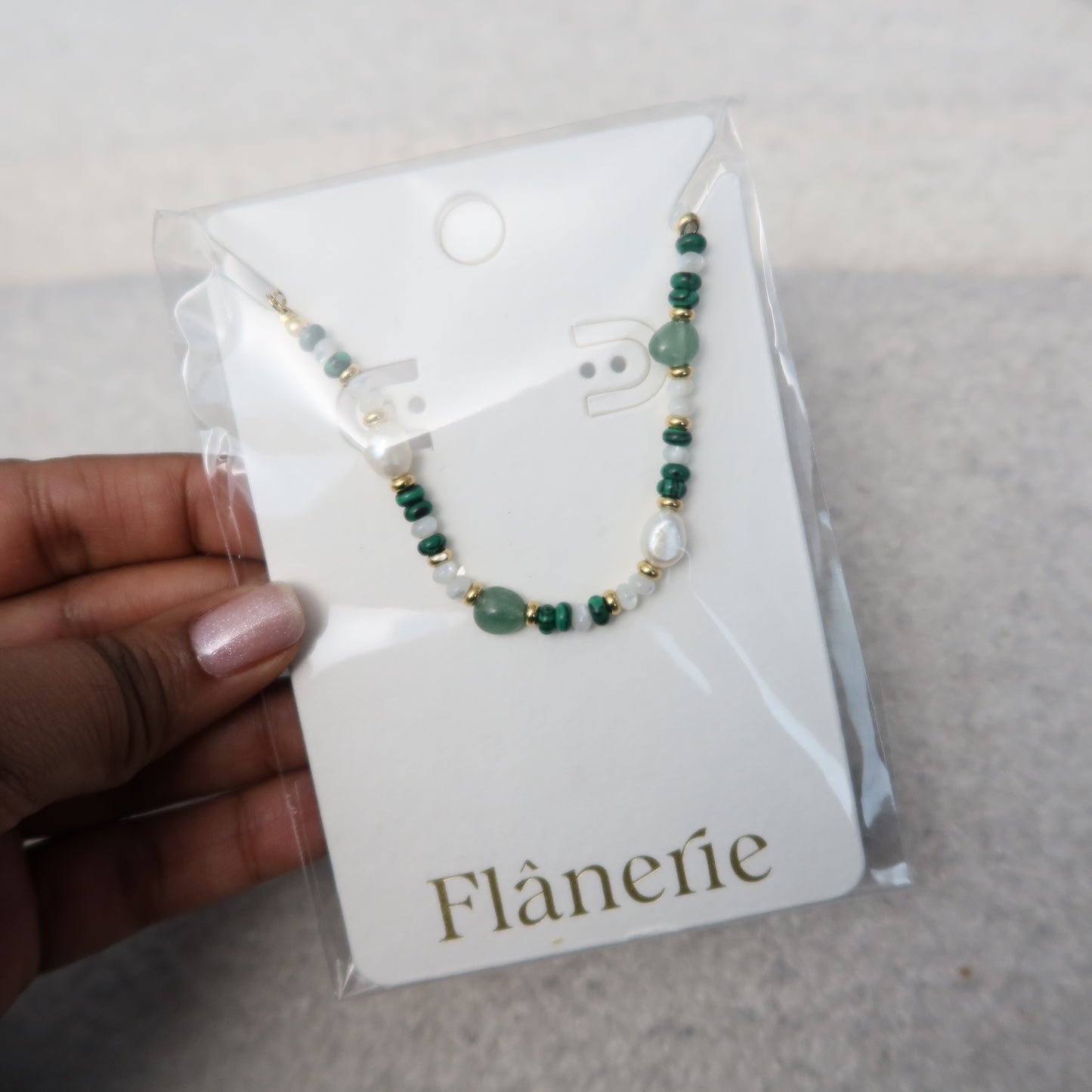 18K Non-Tarnish Bohemian Stone and Bead Bracelet - Faye Green