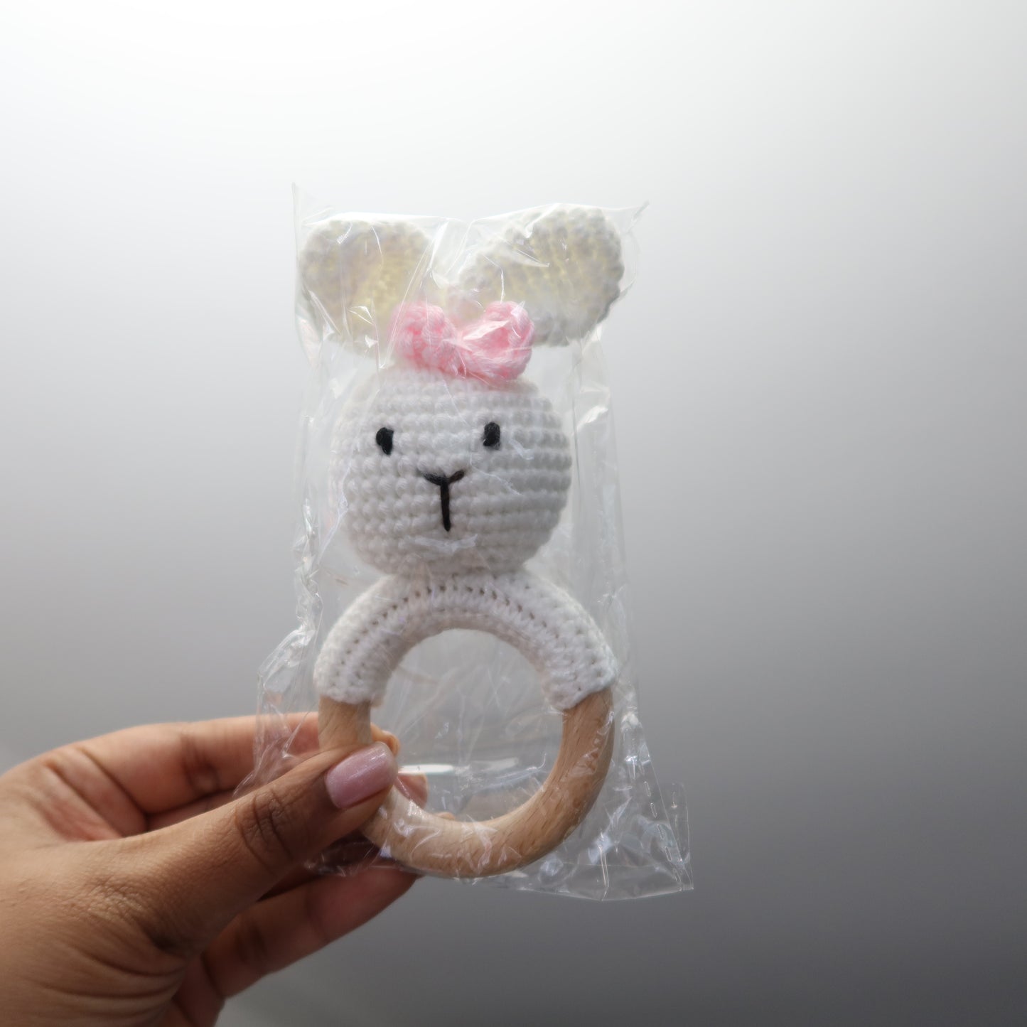 Bunny Baby Rattles, Crochet Rattles, Baby Teether - Girl Bunny