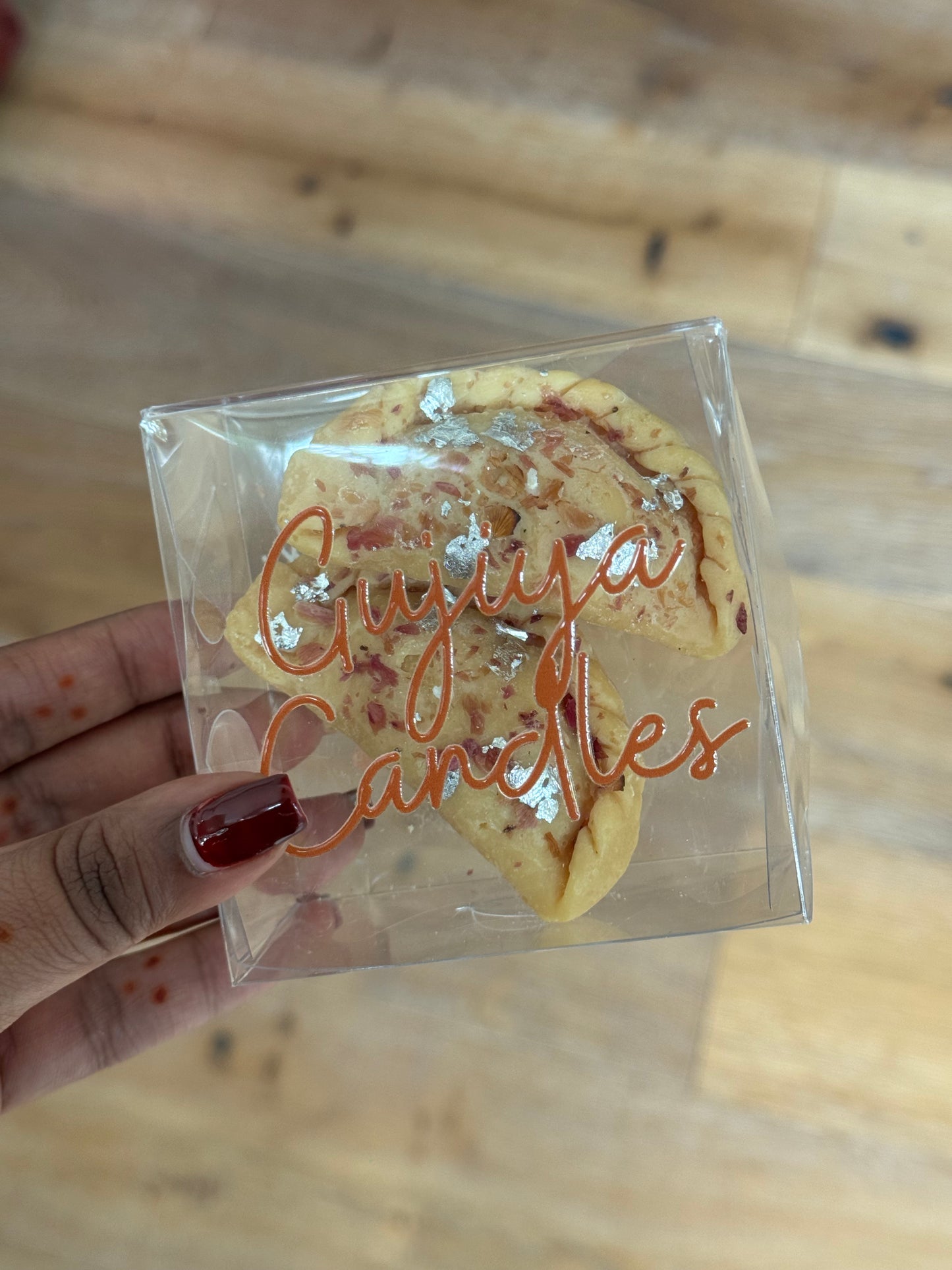 Gujiya Candle – Set of 2 | Handmade Soy Wax | Honeysuckle Jasmine Scent