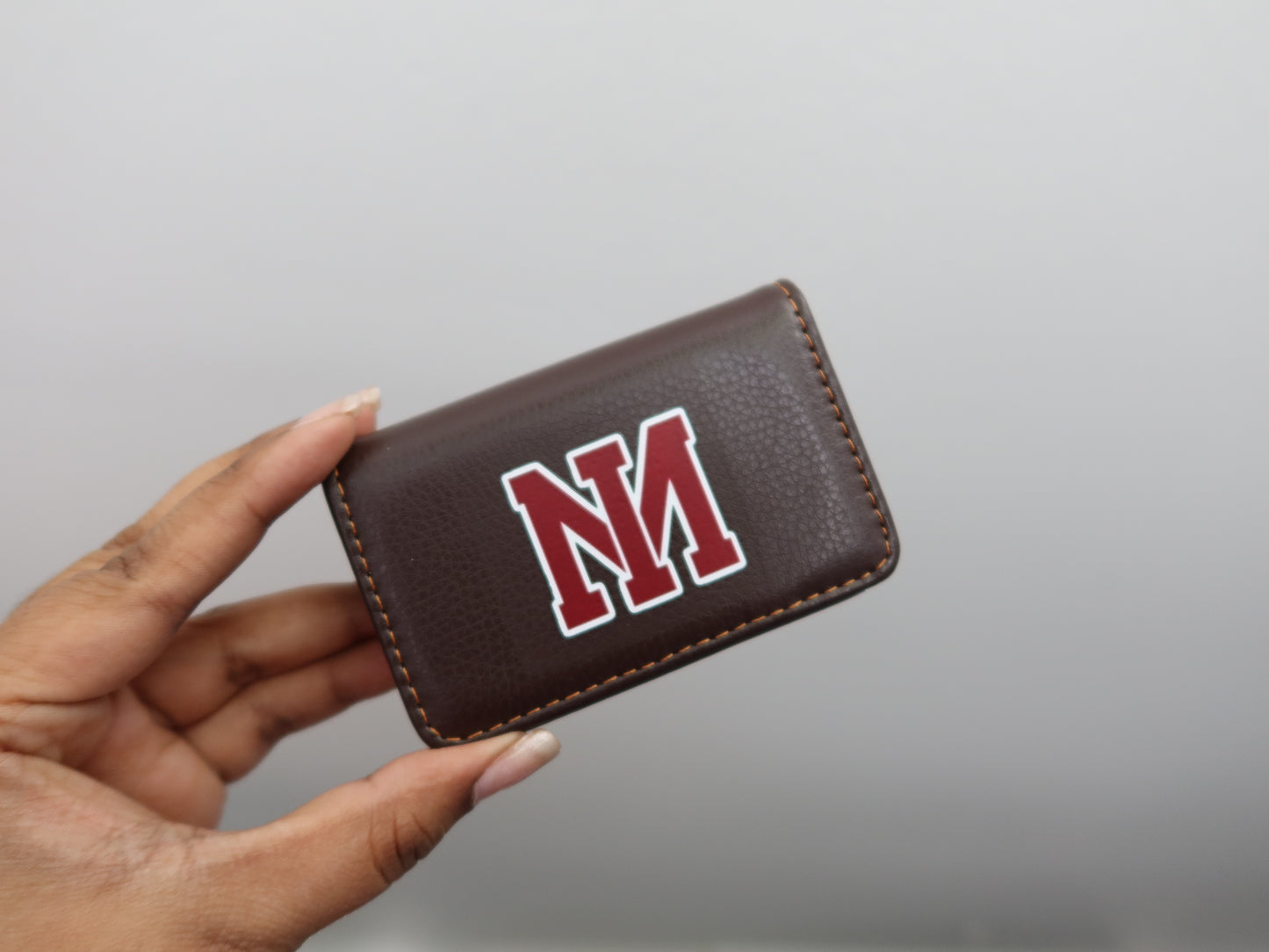 MI Faux Leather Business Card Holder - Brown