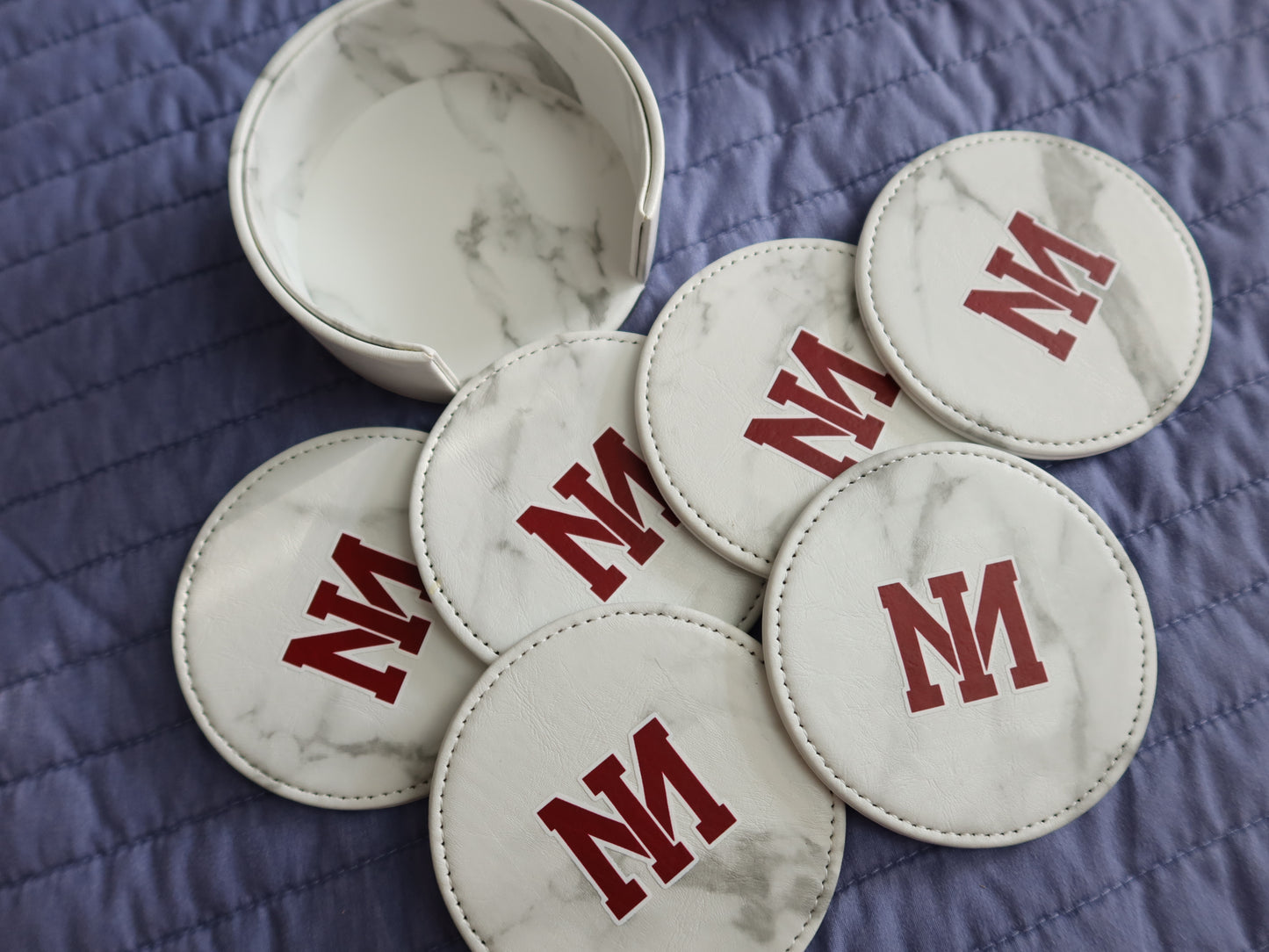 MI Faux Leather Coaster Set - Marble