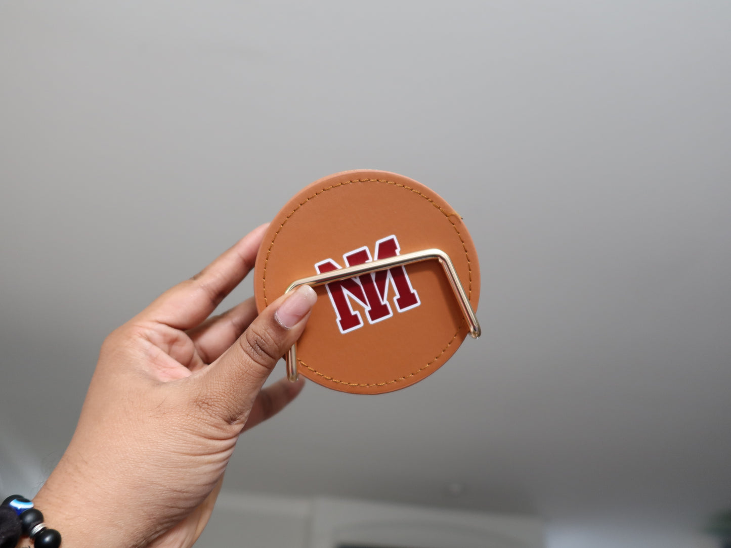 MI Faux Leather Coaster Set - Cognac