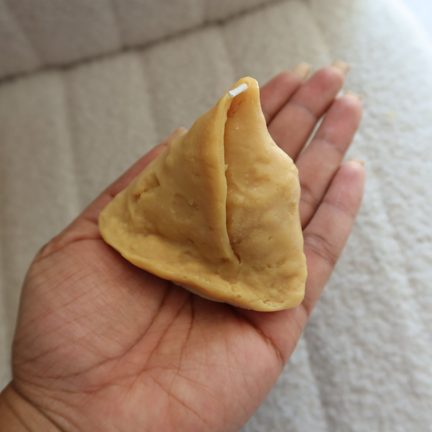 Samosa Candle – Handmade Soy Wax with Ginger & Spice Scent (2.9 x 3 inch)