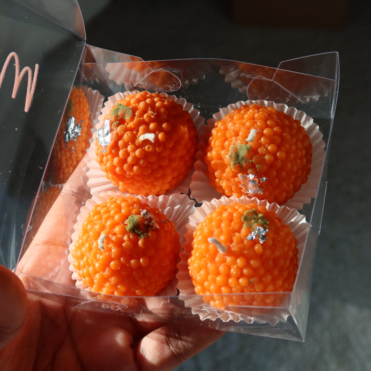 Motichoor Ladoo Candle Large – Set of 4 | Handmade Soy Wax | Made in Seattle