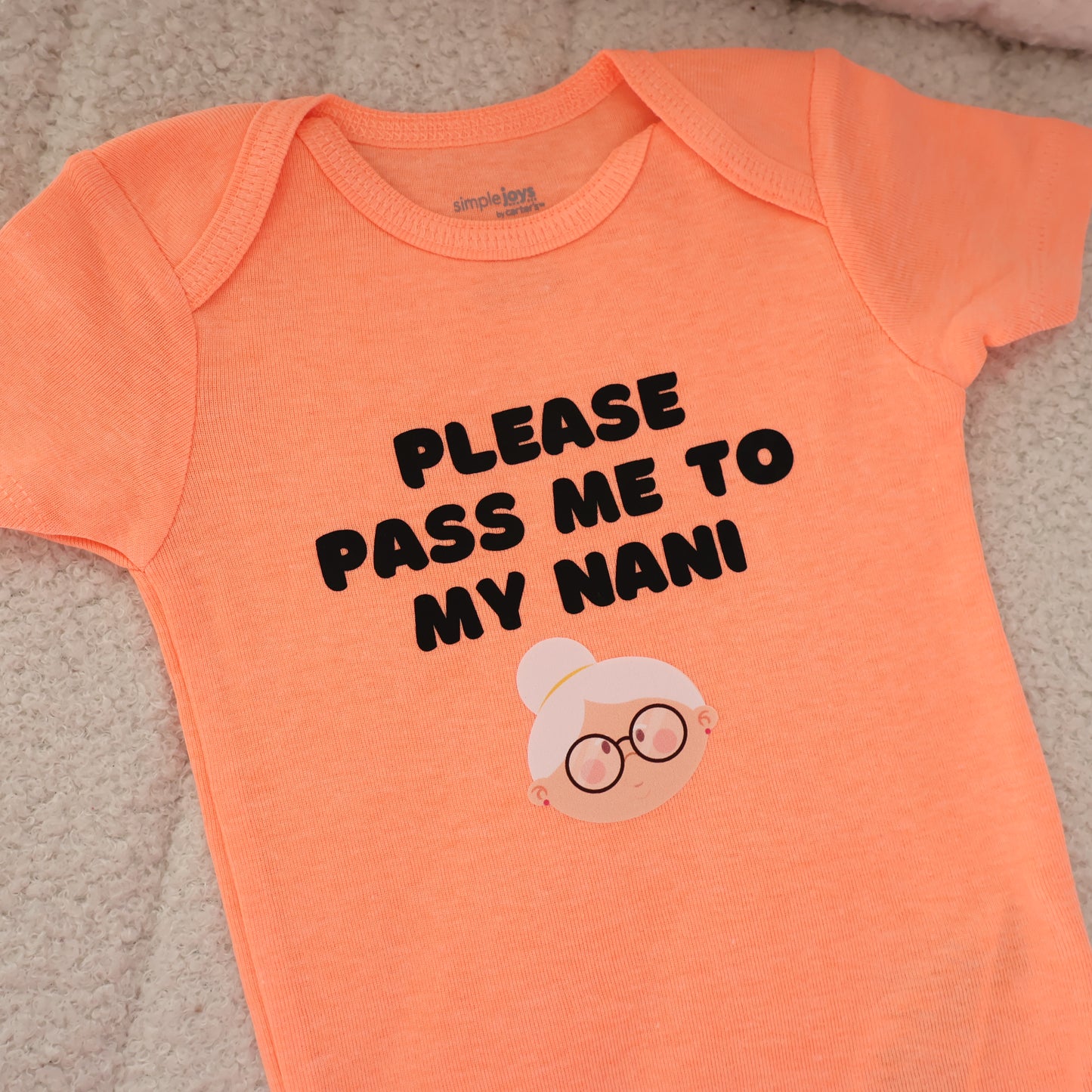 Please Pass Me to My Nani Onesie – Orange (6–9M)