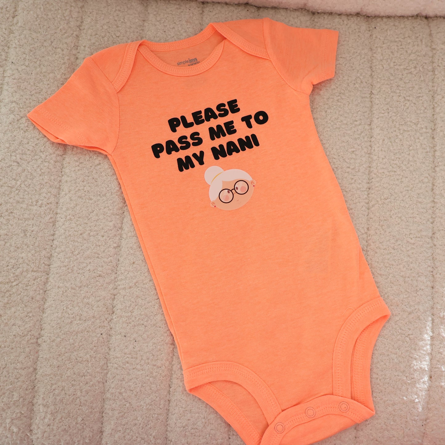 Please Pass Me to My Nani Onesie – Orange (6–9M)