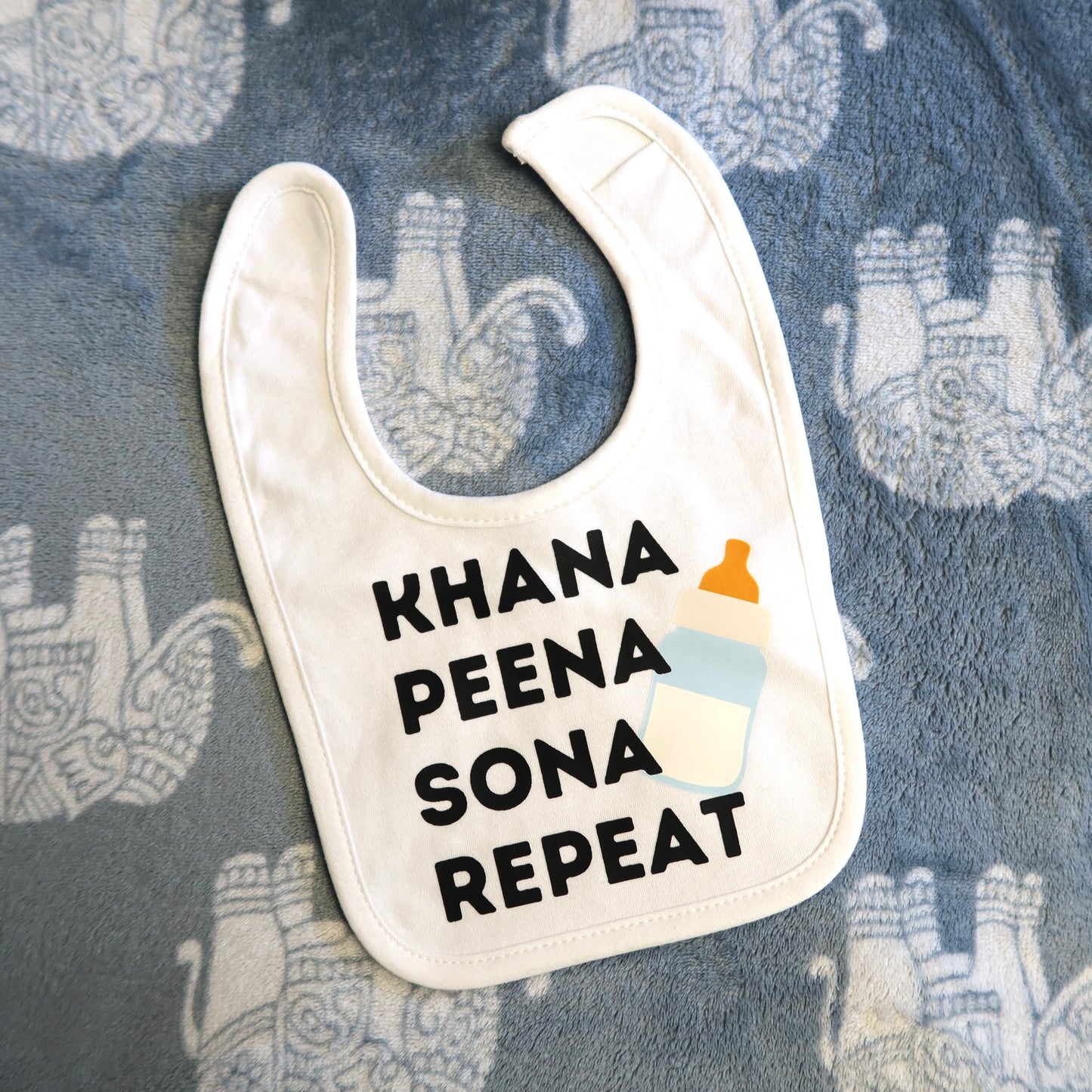 Khana Peena Sona Repeat Baby Bib