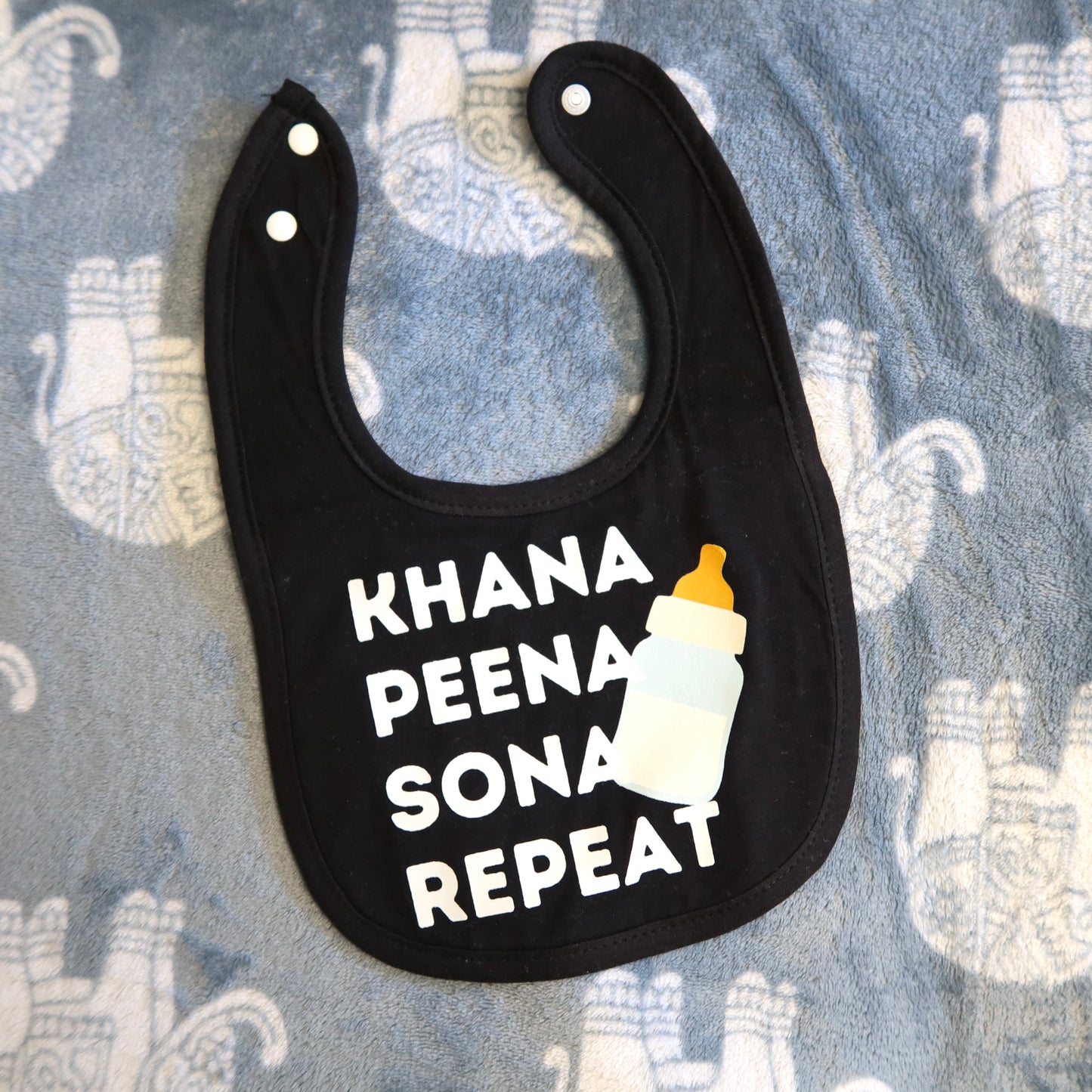 Khana Peena Sona Repeat Baby Bib