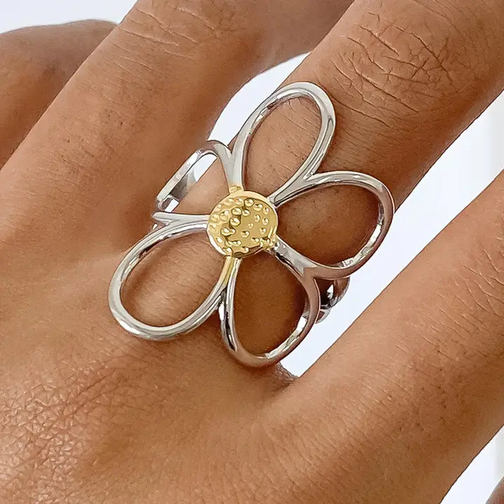 Isolde 18K Non-Tarnish Large Floral Ring - Multi-colored