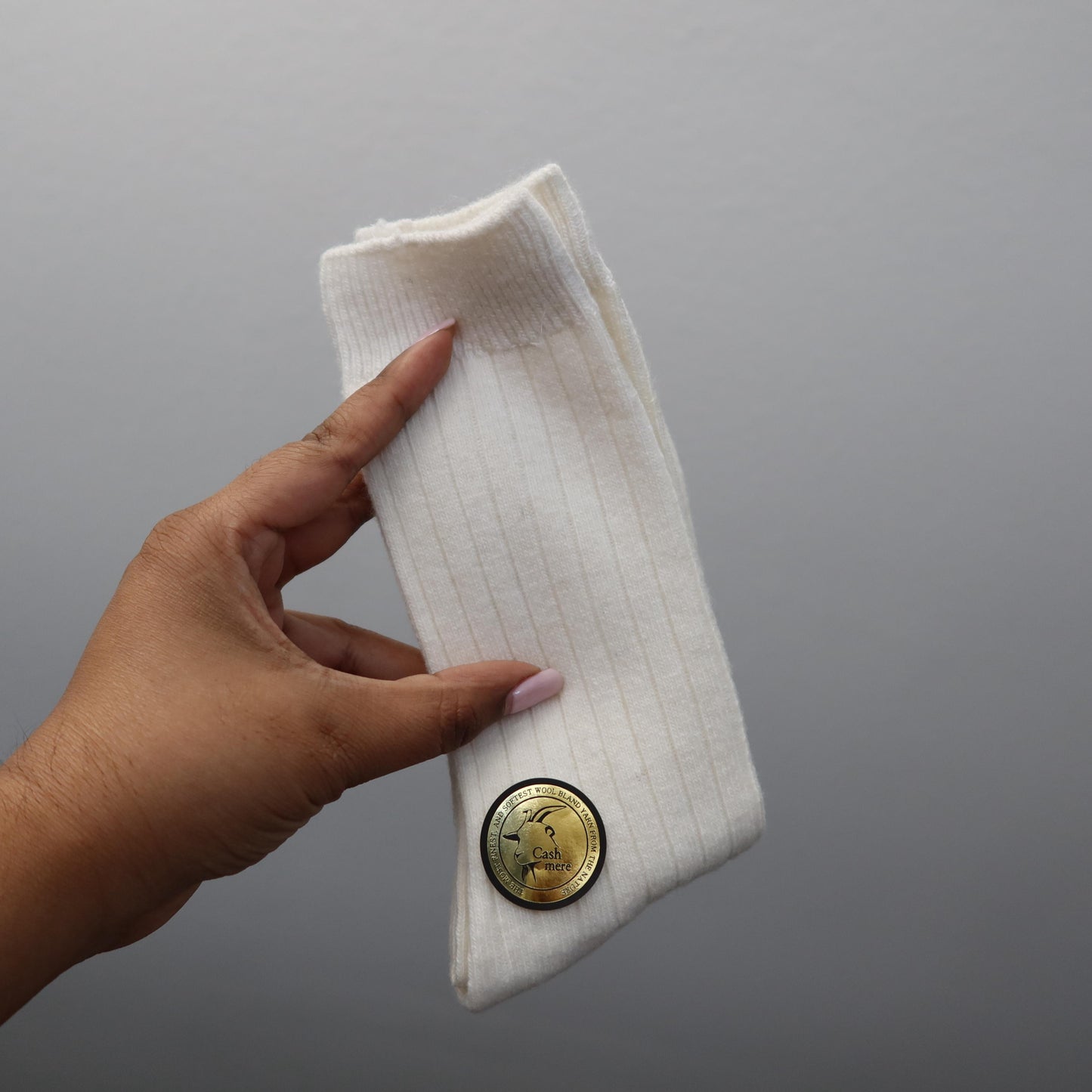 Men's 100% Cashmere Wool Sock, Men's Cashmere Socks - Ivory