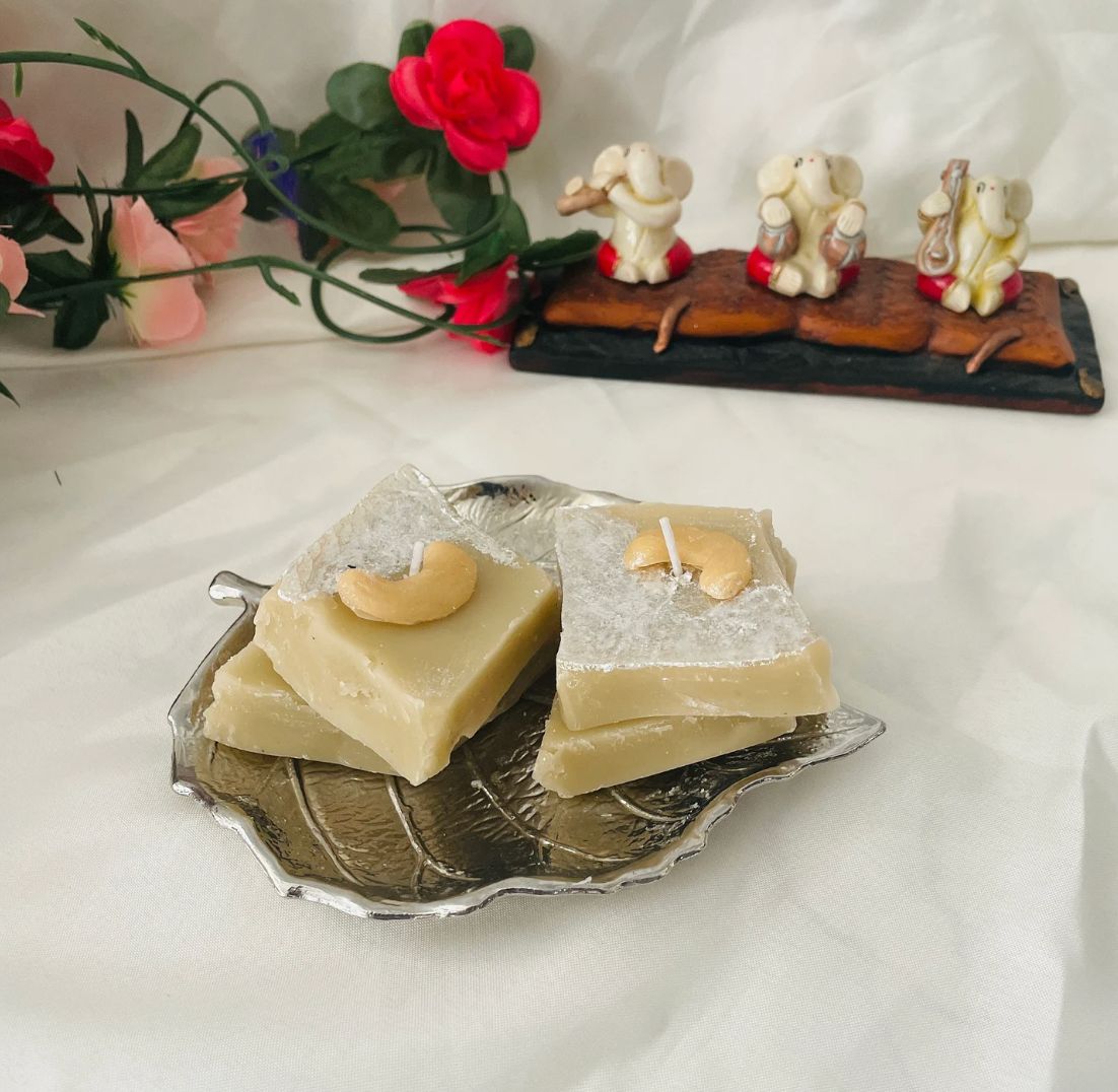 Kaju Katli Candles – Set of 2 | Handmade Soy Wax | Made in California