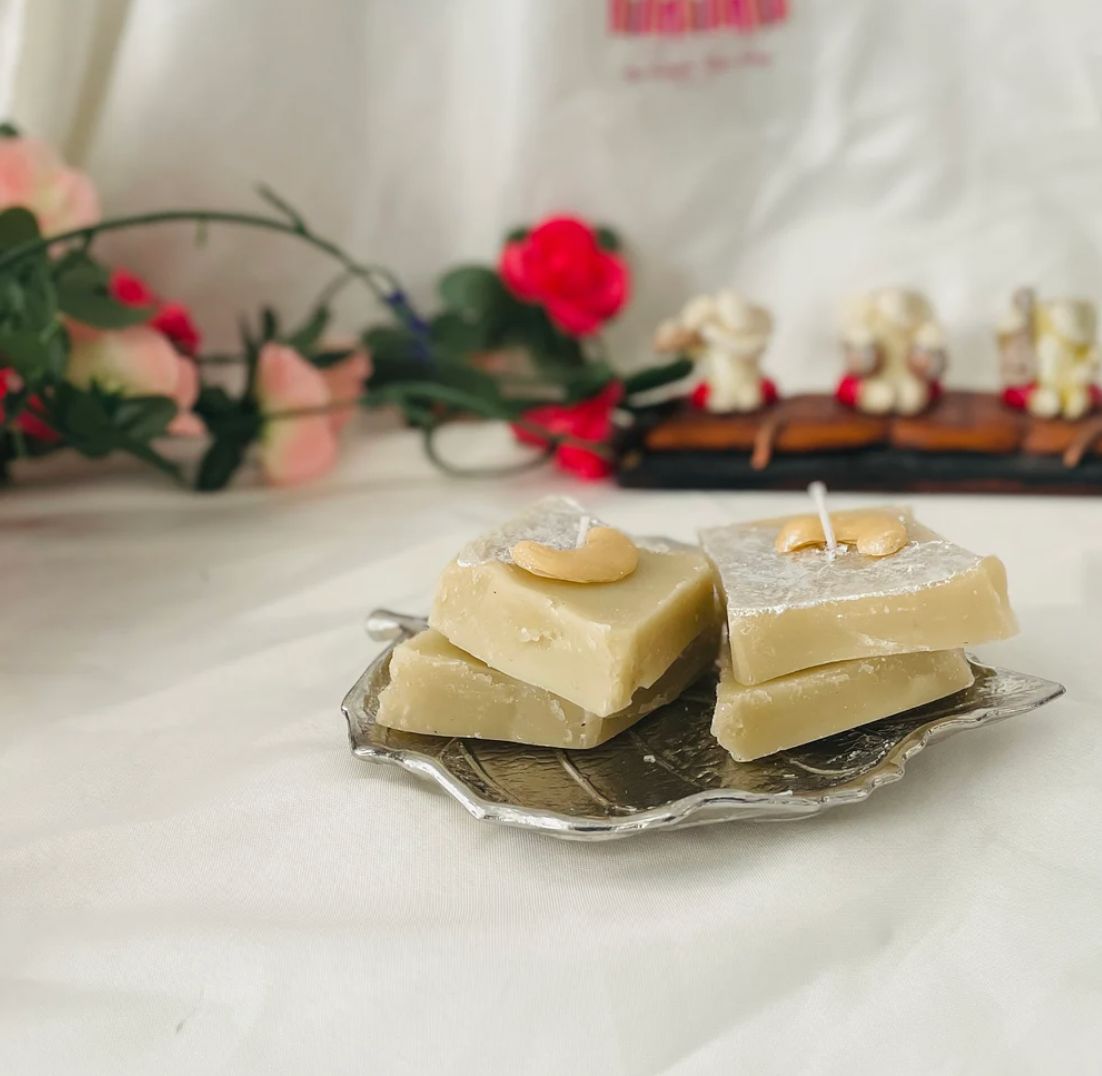 Kaju Katli Candles – Set of 2 | Handmade Soy Wax | Made in California