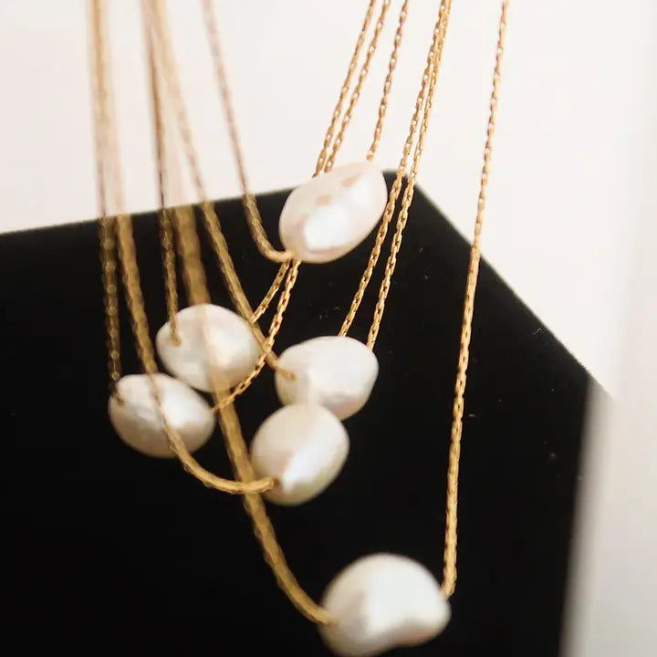 Kinney Non-Tarnish Natural Pearl Necklace - Yellow Gold