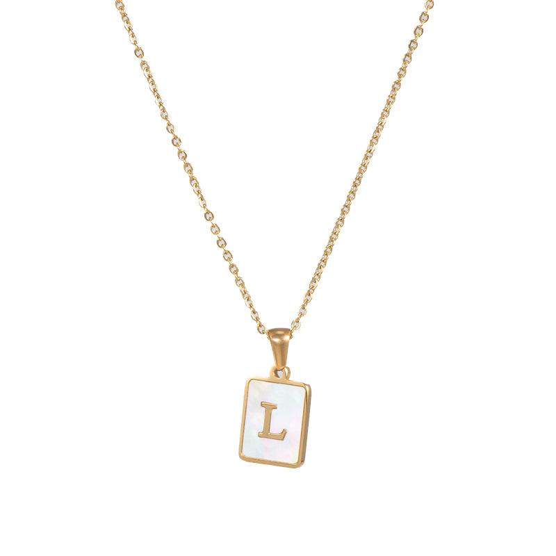 Square Initial 18K Gold-Plated Stainless Steel Necklace - Fgs - L