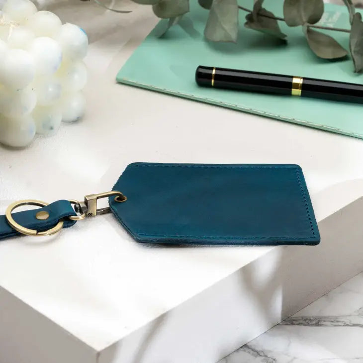 Luggage Tags , Genuine Leather Luggage Tags - Blue