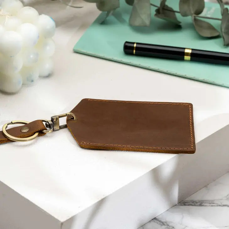 Luggage Tags , Genuine Leather Luggage Tags - Brown
