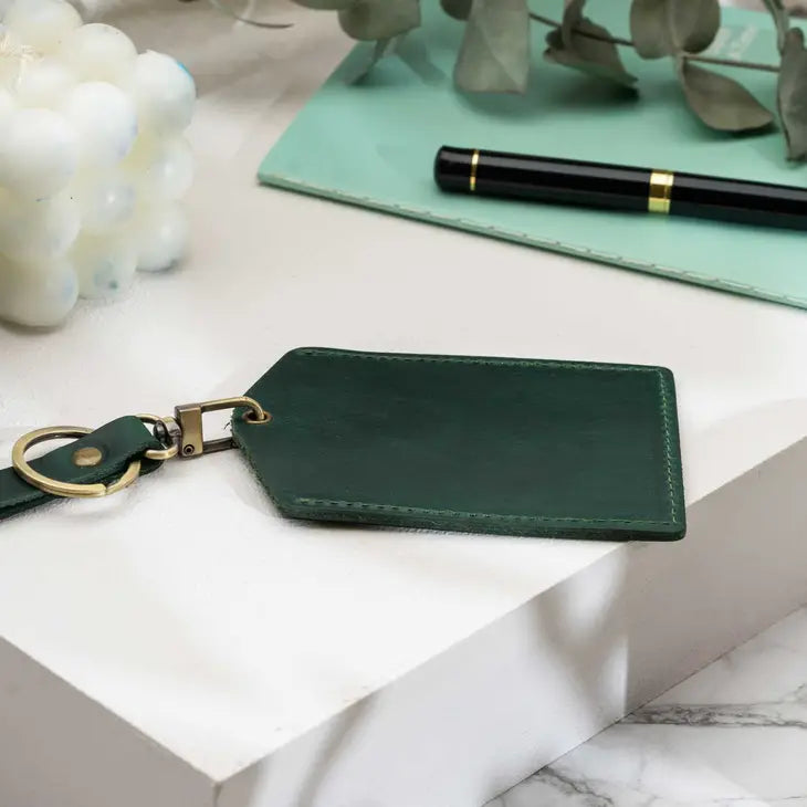 Luggage Tags , Genuine Leather Luggage Tags - Green