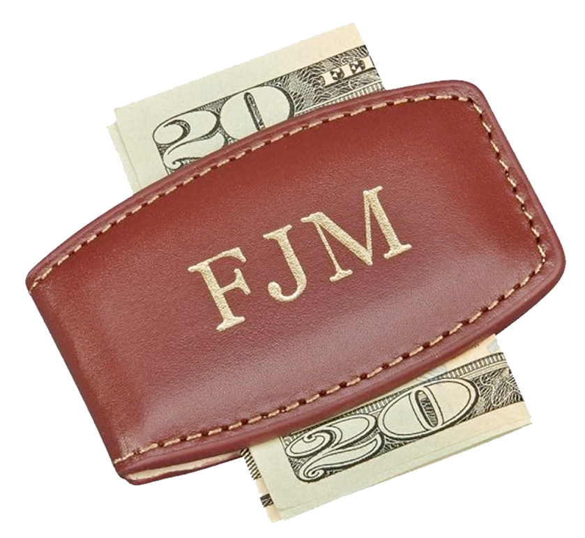 Brown Leather Money Clip - Gift For Him