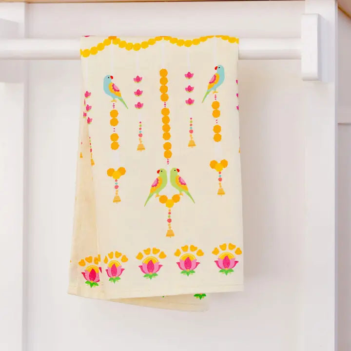 Parrot Party Festive Tea Towel