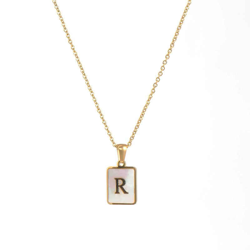 Square Initial 18K Gold-Plated Stainless Steel Necklace - Fgs - R