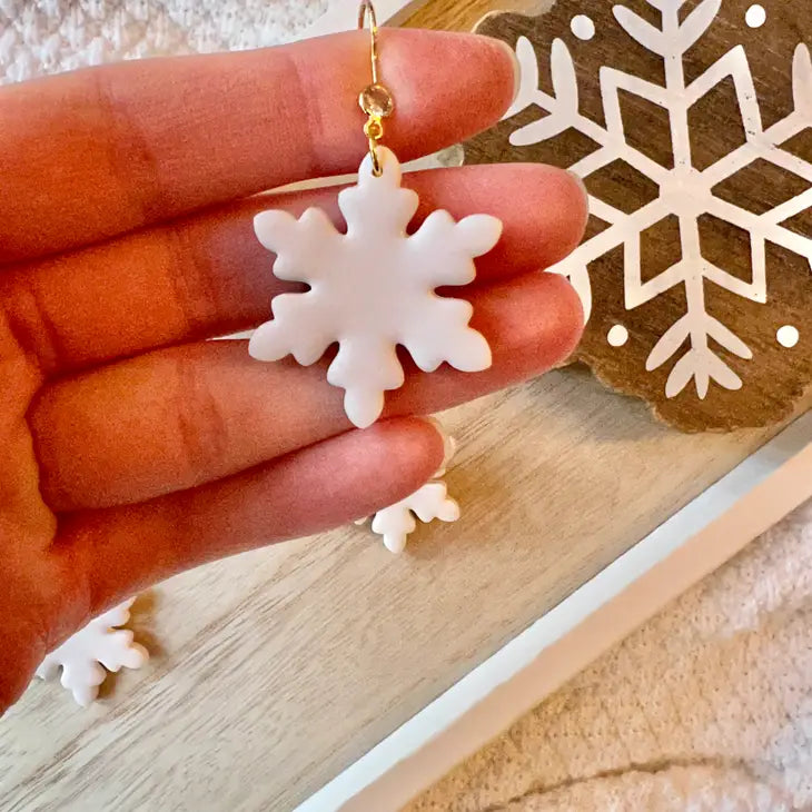 Snowflake Clay Earrings - Hoop