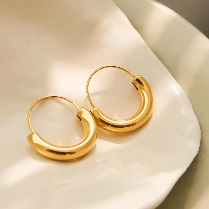 Mackenzie 18K Non-Tarnish U-Shape Hoop Earring - Yellow Gold